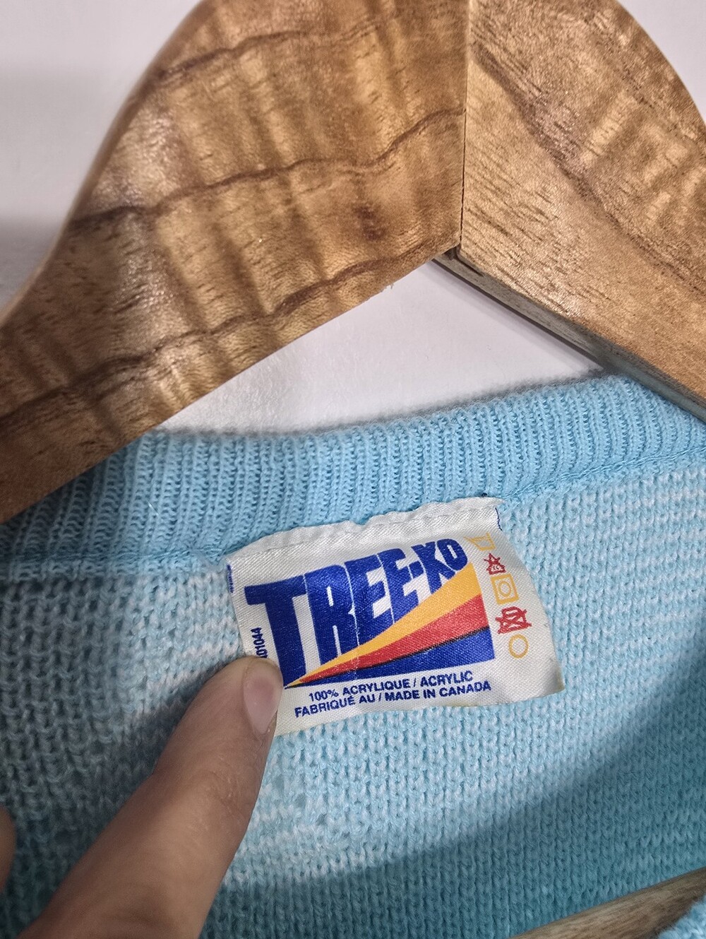 Vintage Tree-KO Blue Retro Knitted Short Sleeve Pull Over Sweater Made In Canada - Picture 6 of 12